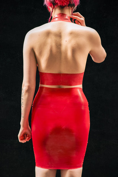 "KHAOS" Latex Skirt (RED) | Custom Made To Fit