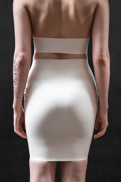 "KHAOS" Latex Skirt (WHITE) | Custom Made To Fit