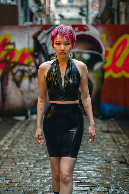 "KHAOS" Latex Skirt (BLACK) | Custom Made To Fit
