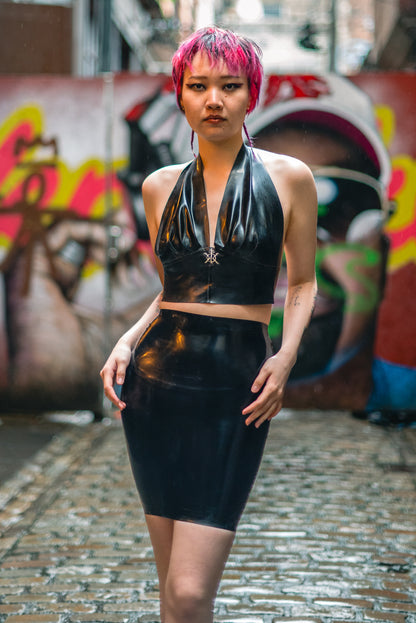 "KHAOS" Latex Skirt (BLACK) | Custom Made To Fit