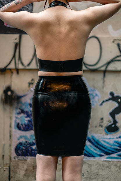 "KHAOS" Latex Skirt (BLACK) | Custom Made To Fit
