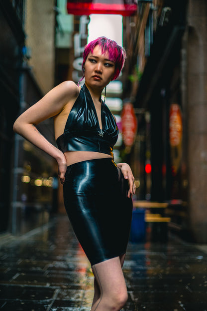 "KHAOS" Latex Skirt (BLACK) | Custom Made To Fit