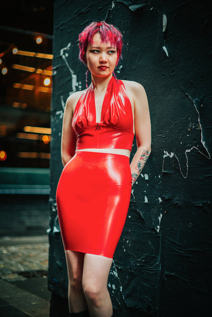 "KHAOS" Latex Halter Top (RED) | All Sizes