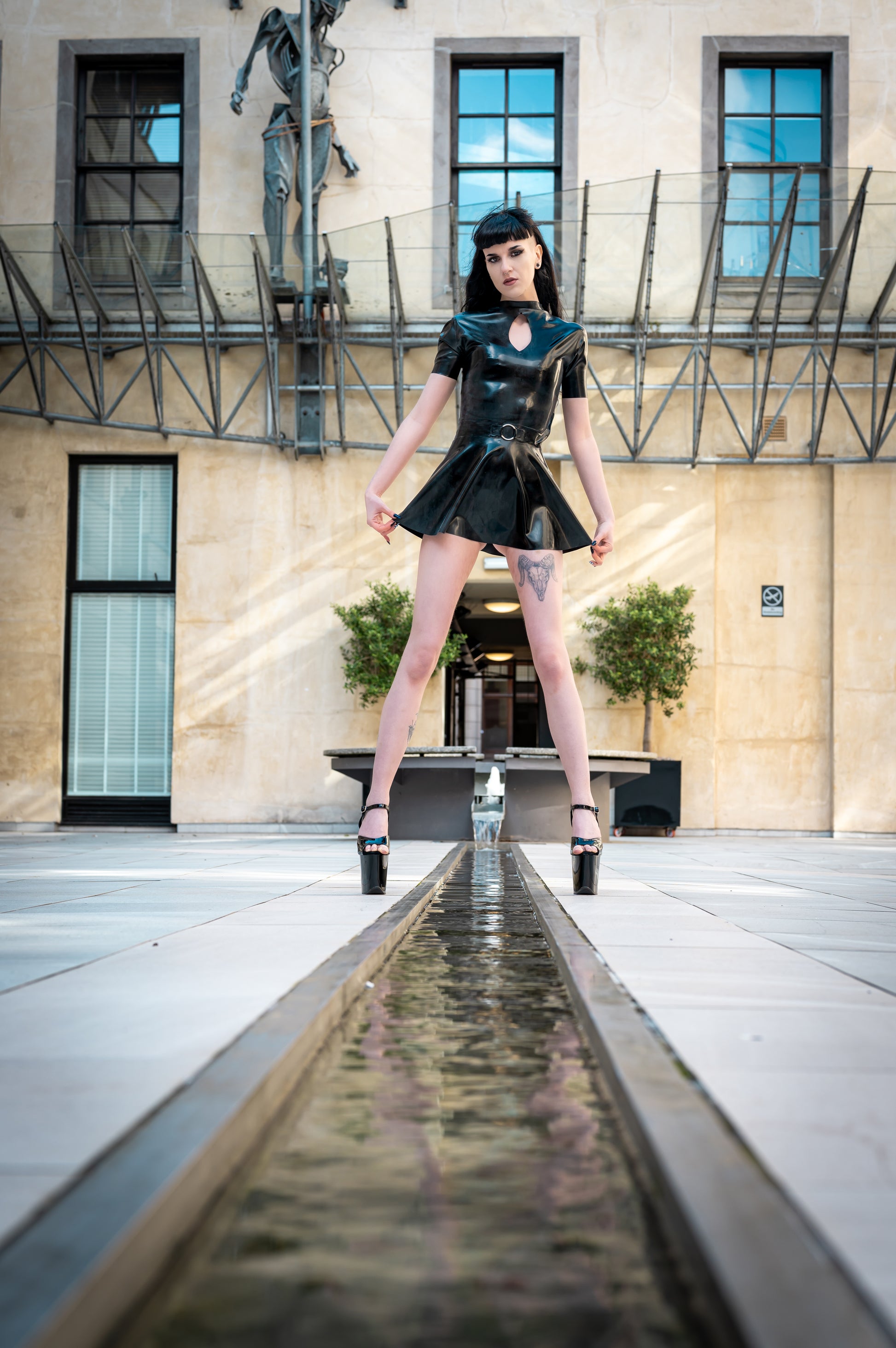 black latex skater dress Latex Halterneck Dress, Skater Dress, Latex Flounce Skirt, Pinup, Gothic, Doll, Halloween, Rubber Dress, Shine, Lolita, Cosplay