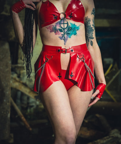 "SANGUINE" Latex Peplum Skirt | Custom Made To Fit