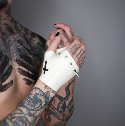 "REVELATOR" Latex Studded Glove Gauntlets | All Sizes