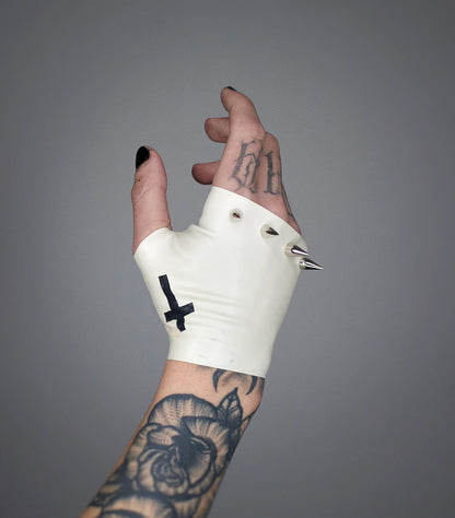 "REVELATOR" Latex Studded Glove Gauntlets | All Sizes