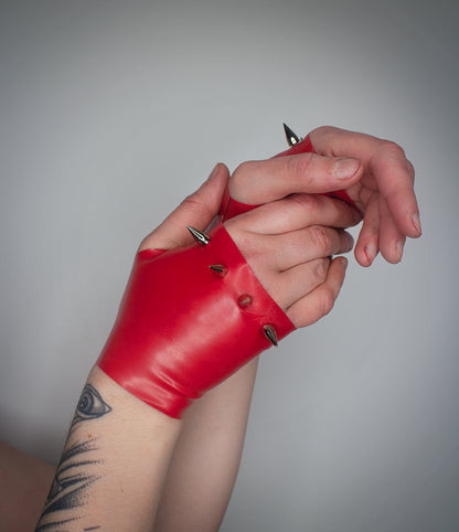 "RVD" Latex Studded Glove Gauntlets | All Sizes